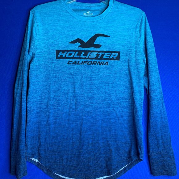 Hollister Other - Hollister Long Sleeve Two Tone Blue Logo T-Shirt